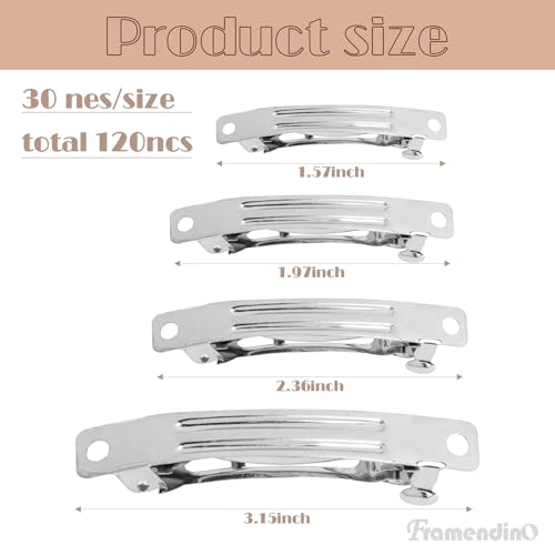 120 Pack Blank Metal French Barrette Clips - DIY Hair Accessories Kit