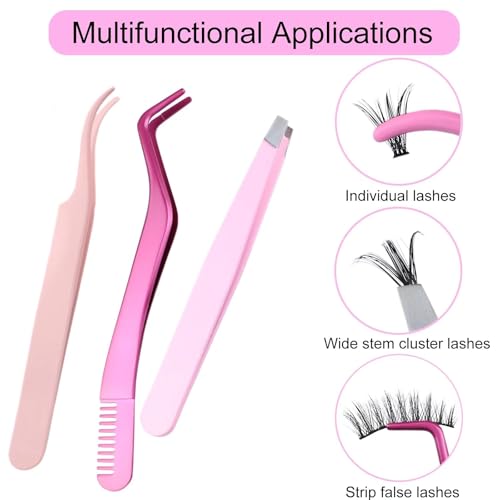 LAUBESS Lash Applicator Set 3 Pcs for Eyelash Clusters & Extensions