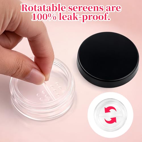 Travel Powder Containers Set - 2 Leakproof 10ml Makeup Holders with Puff