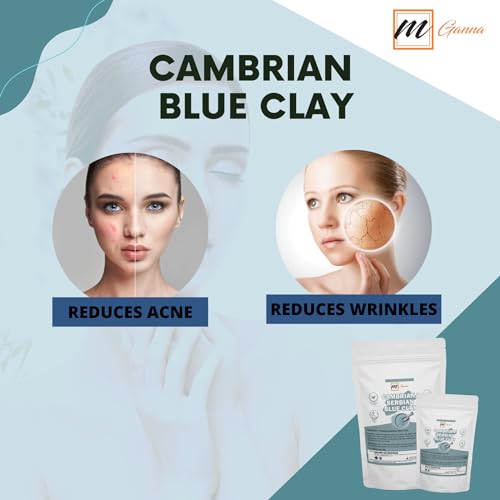 mGanna Cambrian Blue Clay - 100g for Face Masks, Body Wraps & Scrubs