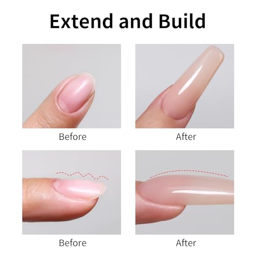 Firedeep Nude Builder Gel Kit 35g (1.23 oz) 3-in-1 | Includes Nail Tips, Brush & Model