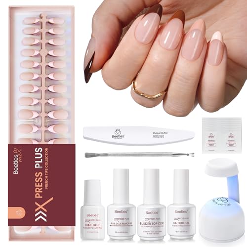 Beetles Almond-Cappuccino Mousse French Press On Nails Kit - 224Pcs