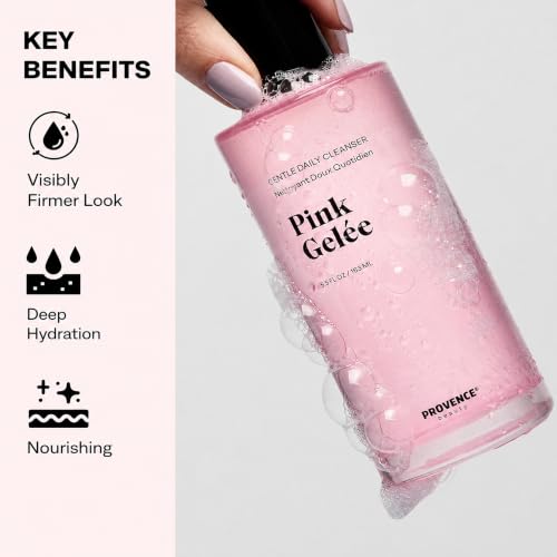 Provence Beauty Pink Gelée Daily Face Cleanser - Gentle Hydrating Gel Wash with Willowbark BHA & Orange Blossom - 5.5 fl oz