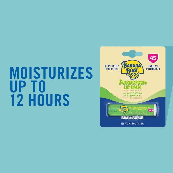 Banana Boat Aloe Vera Sunscreen Lip Balm SPF 45 - Pack of 6, 0.15 oz