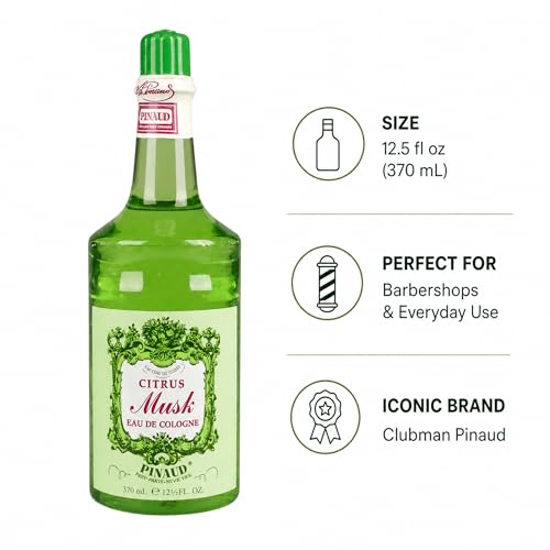 Clubman Pinaud Citrus Musk Aftershave Cologne, 12.5 oz - Refreshing & Toning
