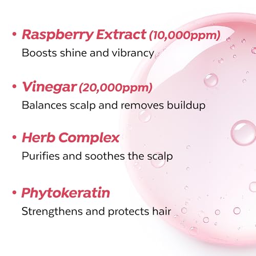 A¡¯PIEU Raspberry Hair Vinegar Rinse for Scalp Detox & Clean, Smooth & Shiny Hair, Clarifying Treatment for Dandruff, Buildup, Oily & Itchy Scalp, pH Balancing, Korean Haircare, 6.76 fl oz
