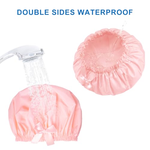 Large Waterproof Shower Cap Set for Women - 4 Reusable Hair Caps