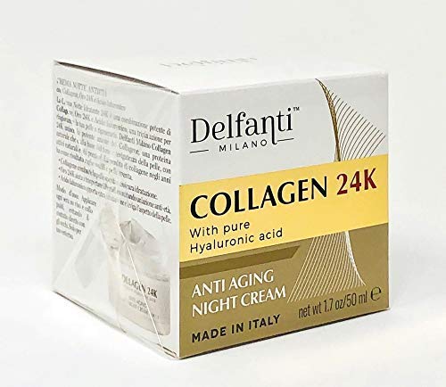 Collagen 24K Anti-Aging Night Cream with Hyaluronic Acid & Gold – Delfanti-Milano (Face & Neck Moisturizer) Made in Italy