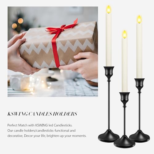 KSWING Black Metal Taper Candle Holders Set of 6 - Stable & Stylish