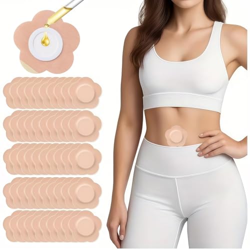 Castor Oil Patches ? FDA/MDR/CE Certified Carrier Patches for Castor Oil, Medical-Grade Self-Adhesive Pads, Disposable Organic Cotton Belly Button Patch, Portable Breathable Anti Leakage No Wash