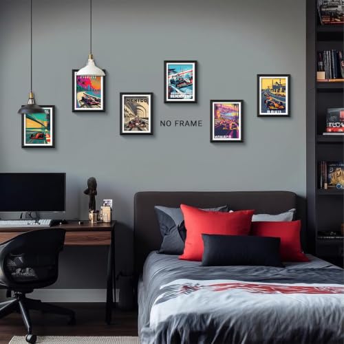 9 Pcs F1 Race Car Posters - Unframed Wall Art for Boys Room
