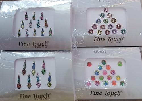 Long Round Hand-Printed Designer Bindi Set for Women - Bridal & Festival Wear, Skin-Friendly, 4 Packs