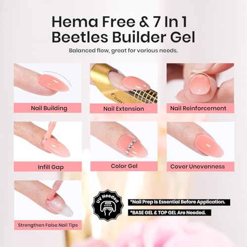 Beetles HEMA-Free Builder Gel for Nails - Nude Pink, 15ml