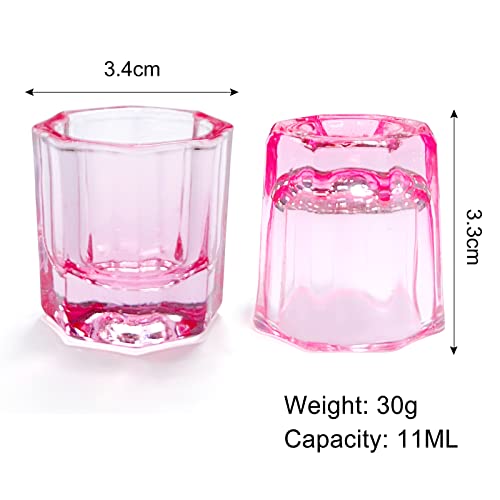 Honey Joy HJ-NAPB055-Pink-2pcs Glass Dappen Dishes for Nail Art, 11ml Nail Monomer Cups, 2 Pack