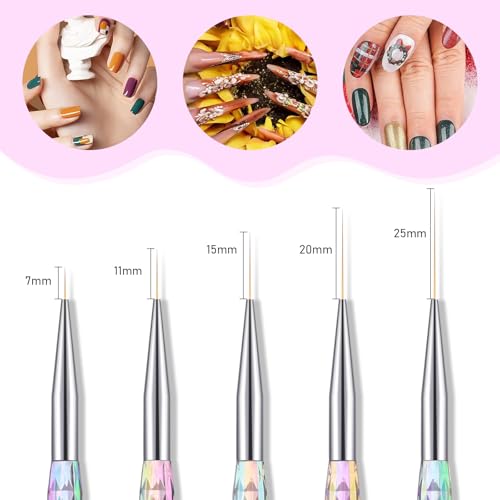 5-Piece Nail Art Liner Brush Set for Fine Detailing - RIYUEXING