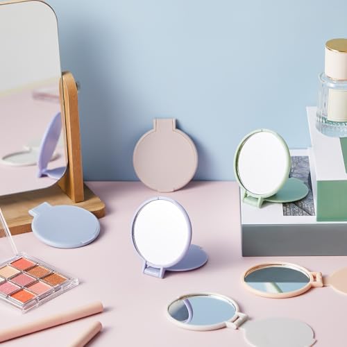 Jetec 40 Pcs Compact Mirrors Bulk Morandi Colors Foldable Handheld Makeup Mirrors