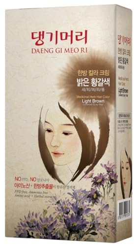 Daeng Gi Meo Ri Herbal Hair Dye Cream - Light Brown, PPD-Free, 5 Oz