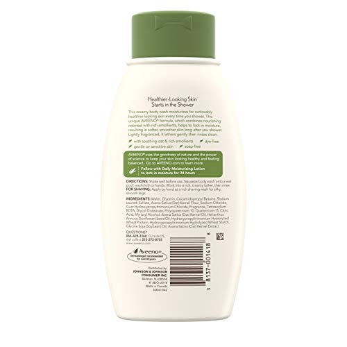 Aveeno Daily Moisturizing Body Wash, Lightly Scented, 12 Fl Oz