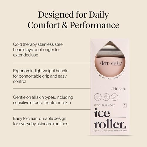 Kitsch Pink Ice Face Roller for Cooling & Puffiness Reduction - Women & Men