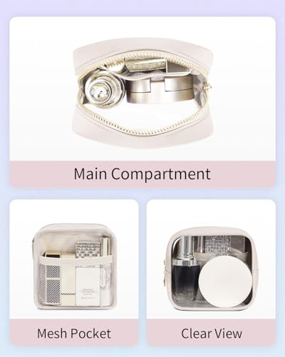 Beige 2-Pack Clear Makeup Bags for Purse and Travel – Women Cosmetic Organizer