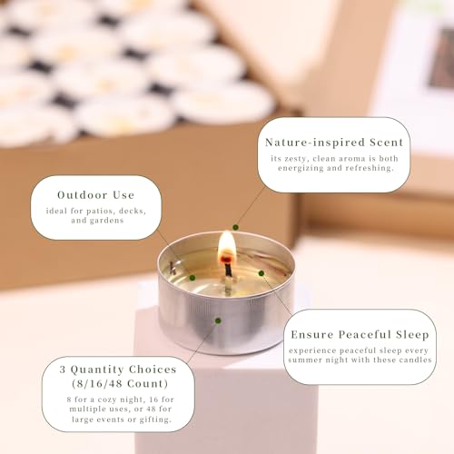 16 Pcs Citronella Scented Tealight Candles with Dried Lemongrass