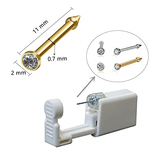 Nose Piercing Kit - 4 Pack Self-Piercing Gun with Hypoallergenic Studs