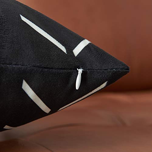 Set of 2 Black Boho Pillow Covers 16x16 inches with White Arrows