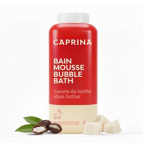 Caprina Goat’s Milk Bubble Bath 1L - Hydrating Relaxing Foam, Moisturizing, Made in Canada