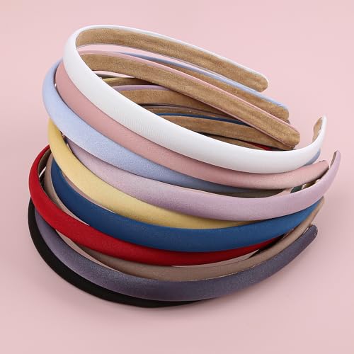 XIMA 10mm Solid Color Fabric Headbands - 12 Pack for Women & Girls