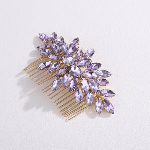 Floral Crystal Rhinestone Hair Comb for Weddings and Formal Occasions