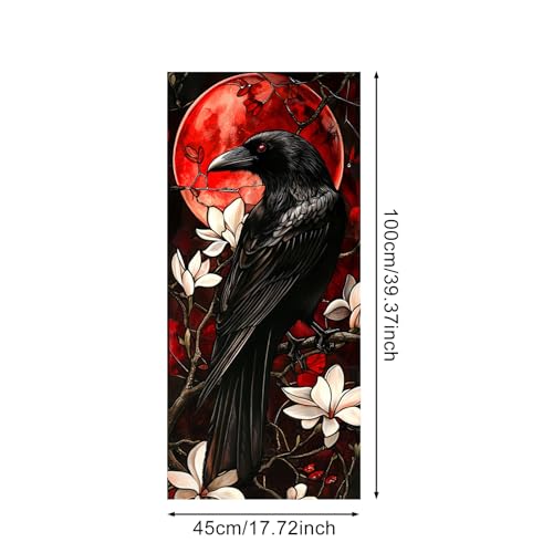 Raven and Magnolia Privacy Window Film | Stained Glass Cling 17.7 x 39.3 Inch