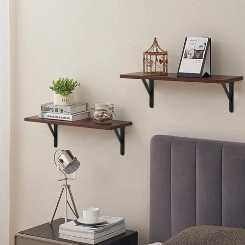 Heavy Duty 2-Pack Black Shelf Brackets - 8" x 6" Metal Support