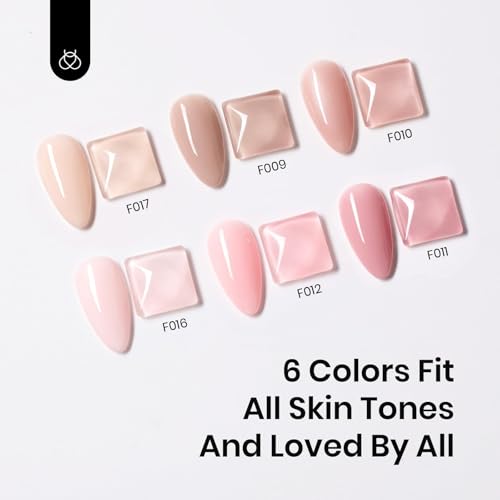 Beetles Rubber Base Gel Nail Polish Set - 6 Colors for DIY Nails