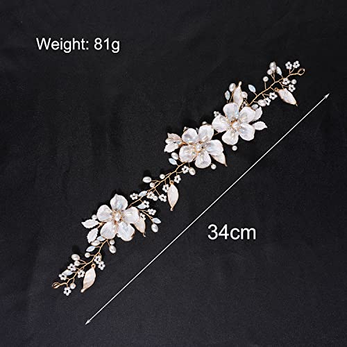 Xerling Gold Opal Crystal Flower Hair Vine for Brides & Girls