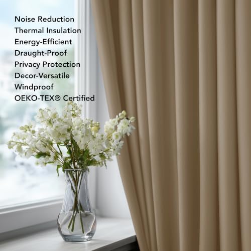 Deconovo Khaki Blackout Curtains - 45 Inch Thermal Insulated Drapes