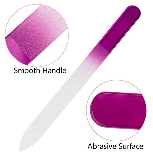 6 Pack Multi-Colored Glass Nail Files with Case - Double Sided