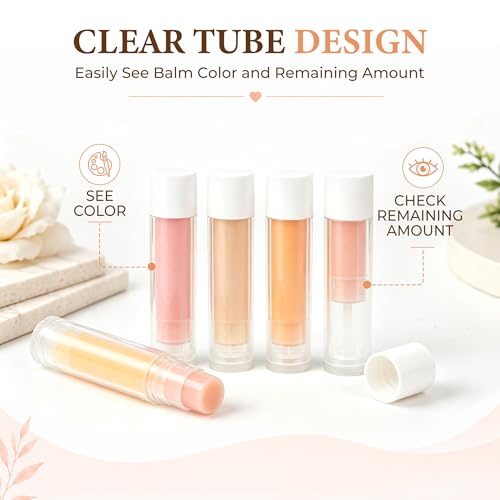 LotFancy 50PCS Clear Lip Balm Tubes, 5.5ml Refillable Containers