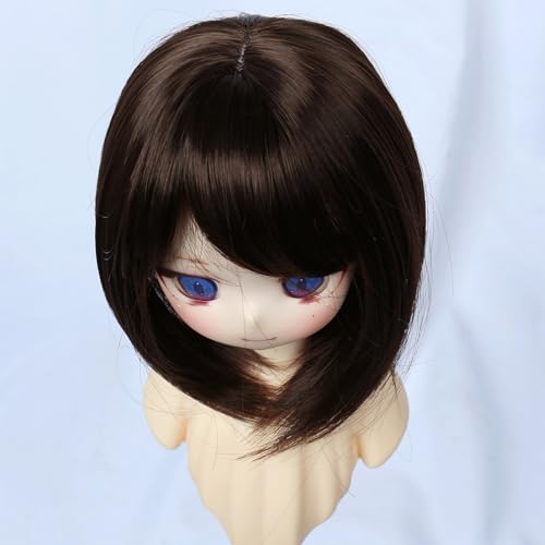 Short Dark Brown Wig for 8-9 Inch Head Dolls - BJD MSD Pullip