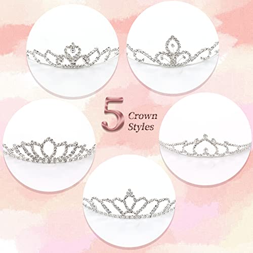 Cinaci 5 Pack Sparkly Rhinestone Silver Metal Headbands for Women Girls Brides - Variation S2