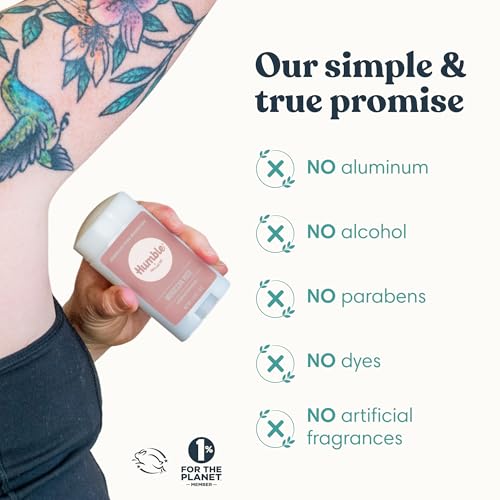 Humble Aluminum-Free Deodorant for Women & Men, Moroccan Rose - Clean & Fresh Natural Deodorant Stick with Essential Oils for Long-Lasting Odor Control - 1 Pack