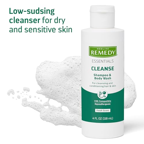 Medline Remedy Essentials Shampoo & Body Wash - 2 Fl Oz, Aloe Gel Cleanser for Sensitive Skin