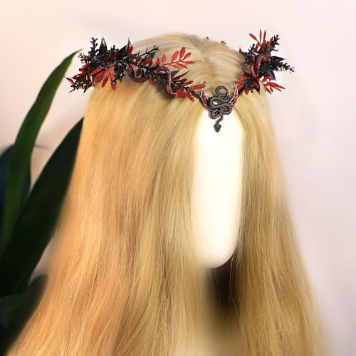 MOSTORY Gothic Snake Flower Crown - Red-Black Medusa Headpiece for Witch Cosplay