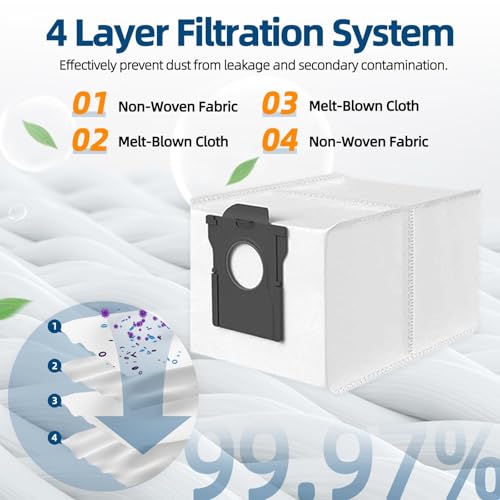12 Pack Replacement Dust Bags for Dreame Robot Vacuums