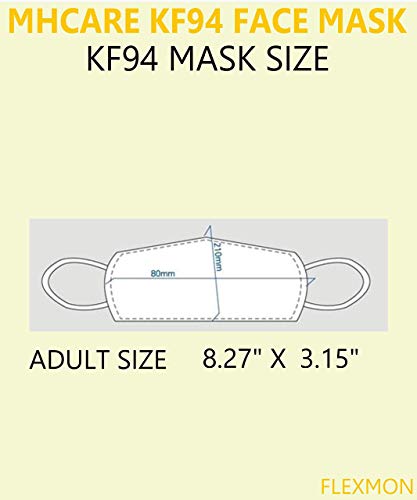 FLEXMON Pack of 10 Black KF94 Disposable Face Masks - 4-Layer, Breathable, Adjustable