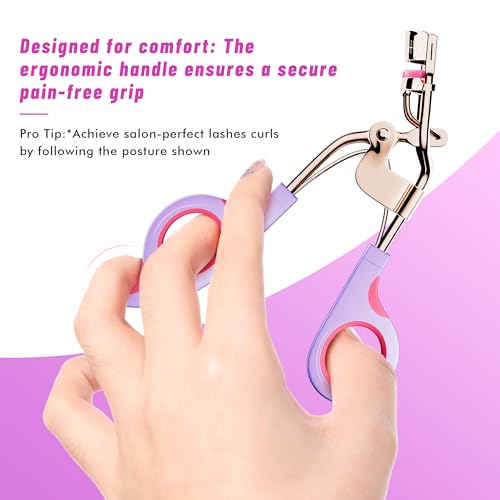 Ergonomic Eyelash Curler with 6 Replacement Pads for Long-Lasting Curl