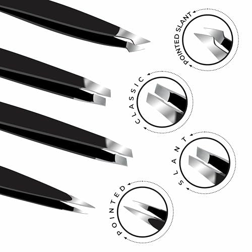 GMI Fiber Tip Lash Tweezers for Eyelash Extensions - Black or Silver, Professional Stainless Steel