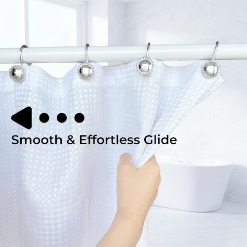 Rust-Resistant Shower Curtain Hooks - 12-Pack Chrome Decorative Rings