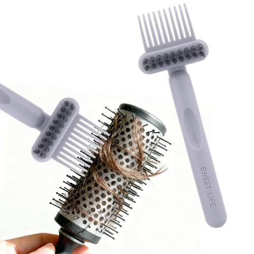 Gray 2-in-1 Comb & Brush Cleaner Tool for Hair Styling Tools - Portable & Ergonomic