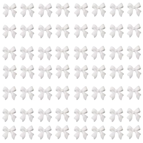 100 Pcs White Bow Nail Charms - 3D Resin Nail Decorations