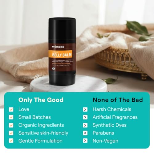 Mambino Organics Oh Baby! Belly Balm for Pregnant Women, Organic Shea Butter, Tamanu Oil and Calendula, Helps Reduce Stretch Marks in Pregnancy, Vegan, Maternity Skin Care, 2.5 fl oz